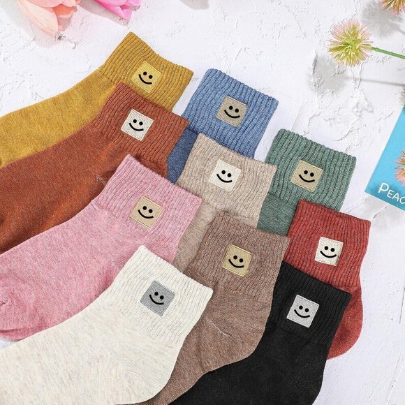 ✨ Eurzom Ankle Socks Women Cream 10 Pairs Length Cotton Aesthetic Cute Socks - Picture 3 of 6